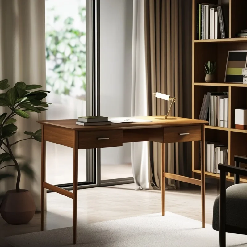 Modern Style Desk With Dual Drawer Workspace
