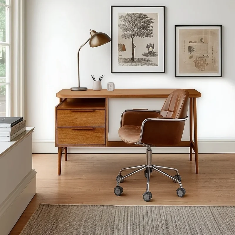 Home Office Desk With Side Storage Drawer Design