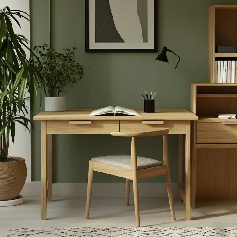 Minimalist Style Desk With Dual Storage Drawers