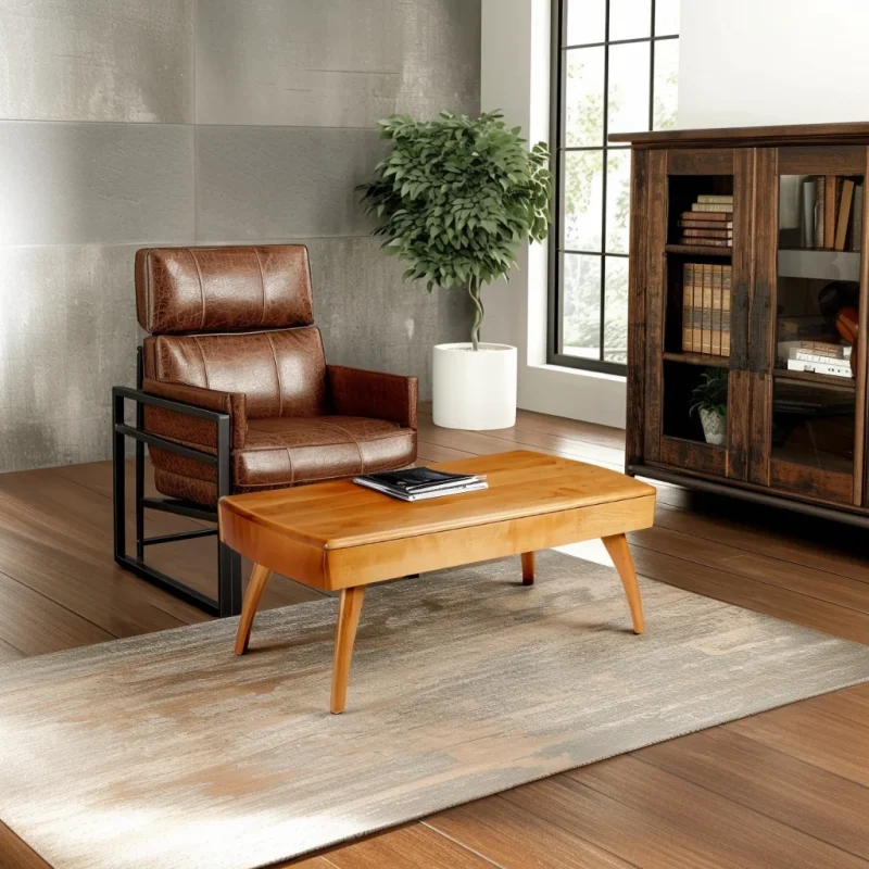 Mid Century Coffee Table With Hidden Storage Drawer