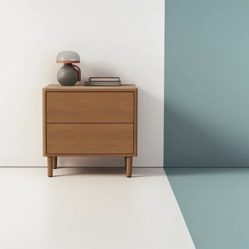 Minimalist Bedside Nightstand With Two Drawer Storage Design
