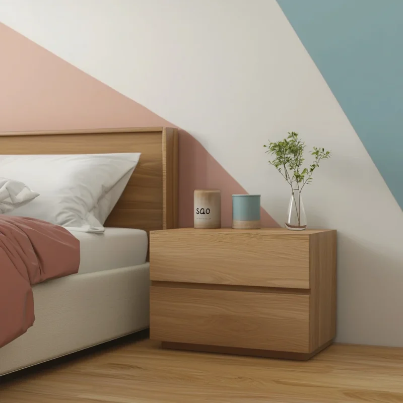 Modern Bedside Nightstand With Two Drawer Storage Design