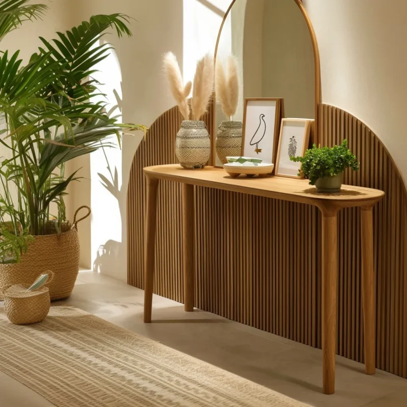 Modern Console Table With Slim Tapered Legs And Rectangular Top